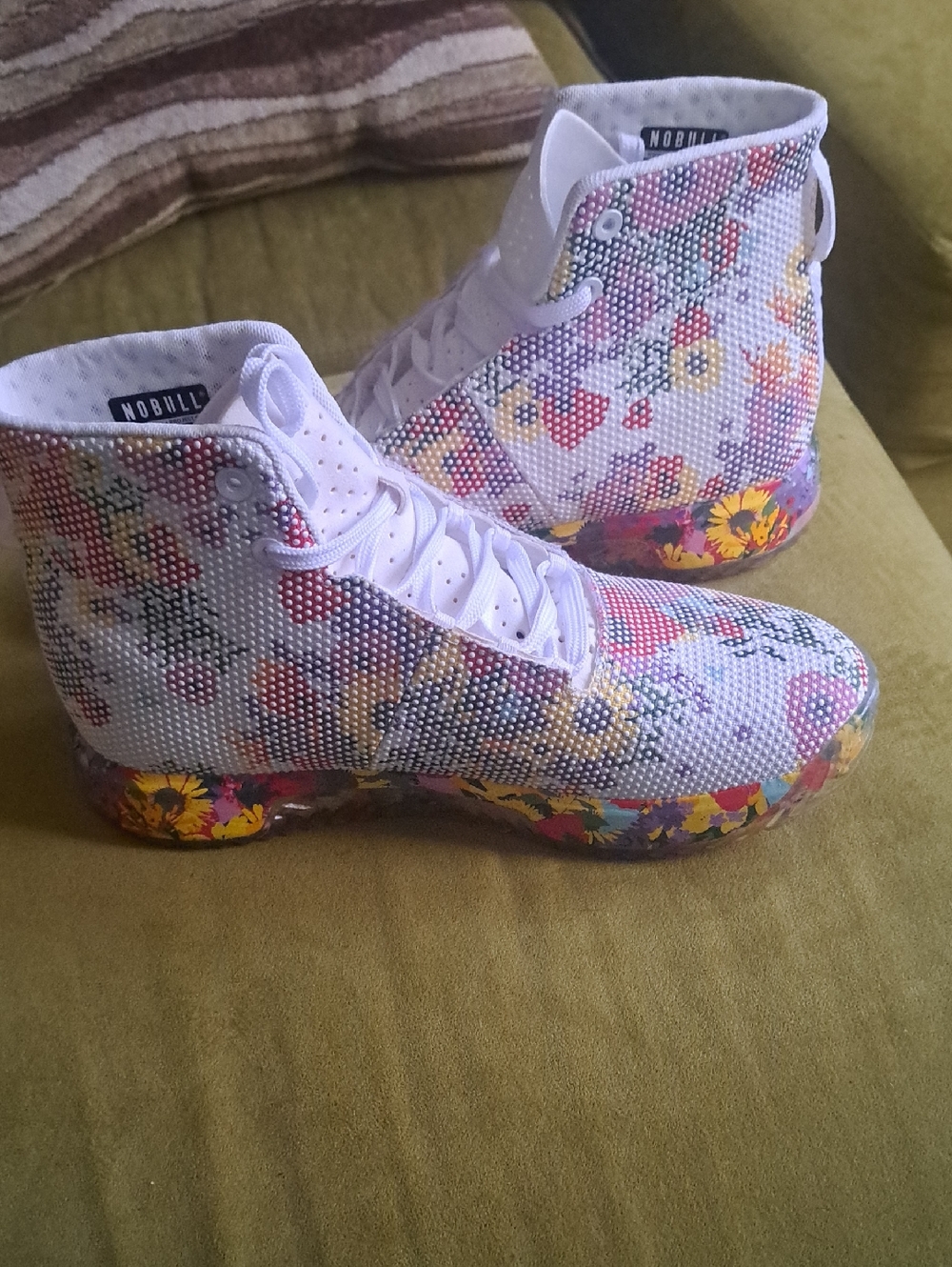 NOBULL Women's White Floral High-Top Training Sneakers